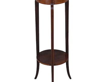 Antique Edwardian Sheraton Mahogany Inlaid Plant Stand Sculpture Pedestal Table