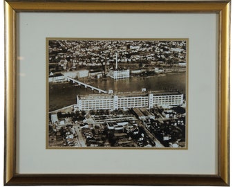 Mid Century Photograph Aerial View Dan River Inc. Warehouse Virginia 1940s 22"