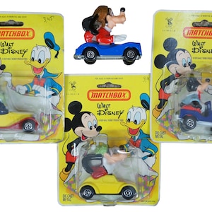 4 Matchbox Lesney Walt Disney 1979 Die Cast Cars Goofy Mickey Mouse Jimny