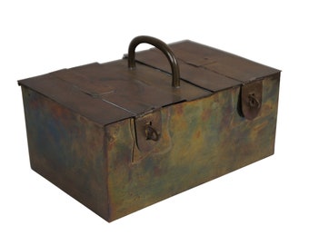 Vintage Decorative Crafts India Brass Money Keepsake Strong Lock Box 9.5"