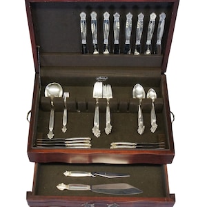 54 Pc Georg Jensen Acanthus Sterling Silver Dinner Flatware Cutlery Set Denmark