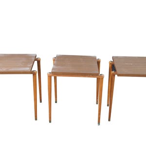 Mid Century Modern Opal Mobel Teak Laminate Stacking Nesting Tables