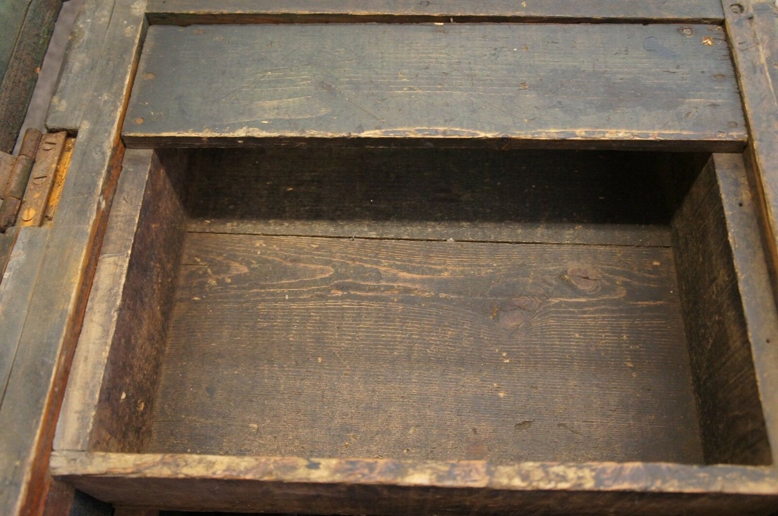 Vintage Pine Tool Box Green Storage Chest Container Rustic Etsy