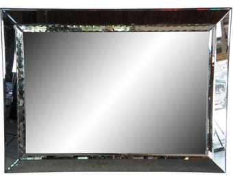 Large Vintage Venetian Style Beveled Glass Over Mantel Wall Hanging Mirror 61"