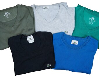 5 Lacoste Sports D'Hiver Pull Over Sweaters Black Blue Mens Elbow Patch 5 L