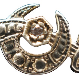 14k Yellow Gold Diamond Masonic Shriner Lapel Pin Scimitar