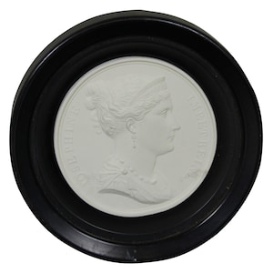French Bertrand Andrieu Josephine Bisque Bas Relief Plaque Medallion Napoleon 4&quot;