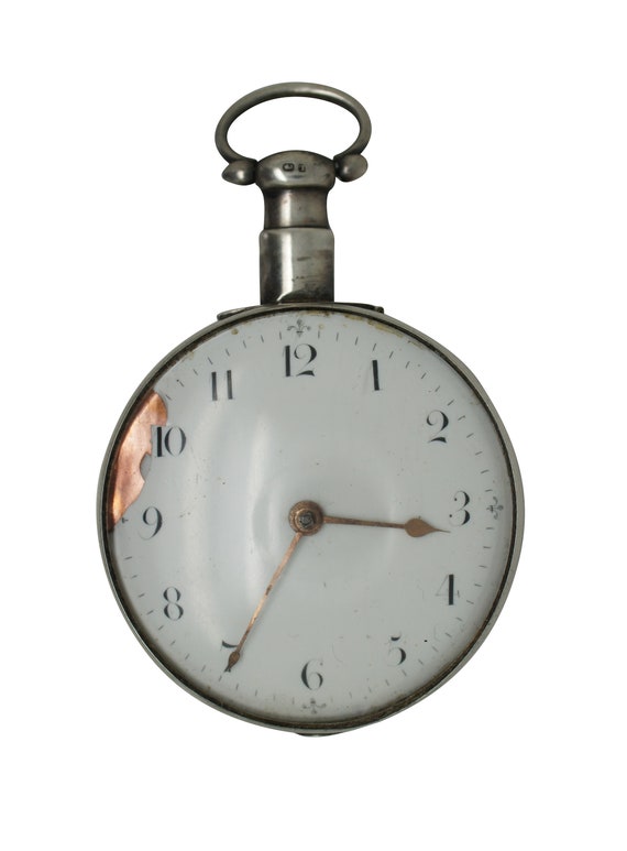 Antique 1814 London England Sterling Silver Pocket Watch Clock Key Wound