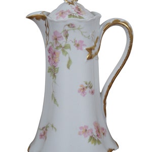 Antique Haviland Limoges France Chocolate Tea Coffee Pot Floral Rose Teapot 10&quot;