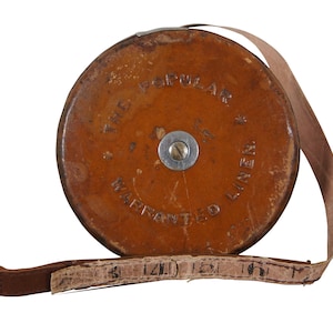 Antique Keuffel & Esser 75 ft Linen Measure Measuring Tape Leather Case 5"