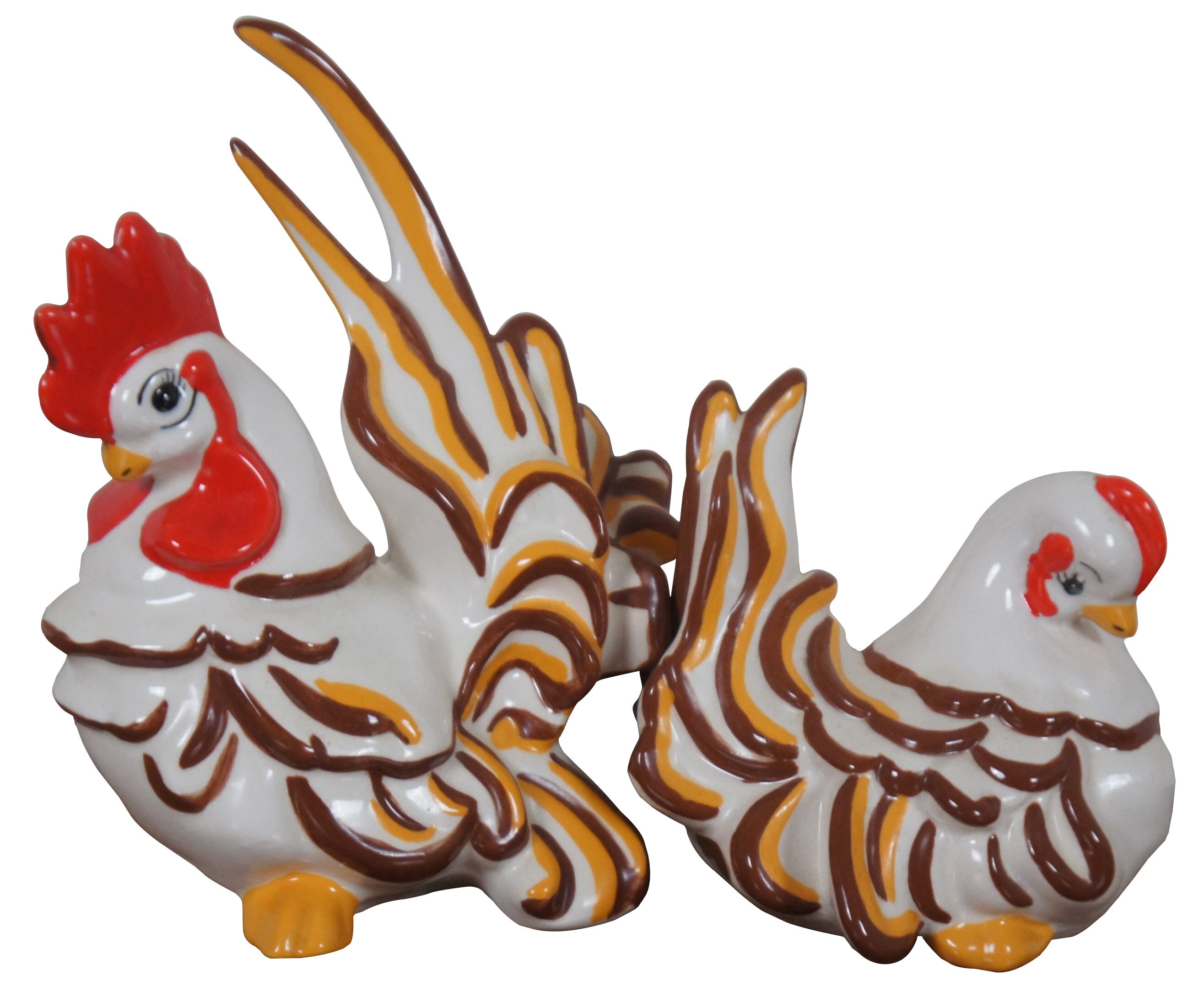 Coq et poule en céramique - Porcelaine des Pins