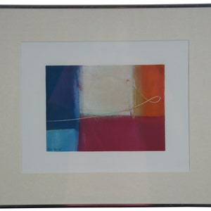 Abstract Landscape Monotype Print by Alice Mostoff Vintage Blocks Modern 21&quot;
