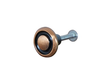 National Lock Co Medalist Old Copper Brass Button Knob Drawer Pulls