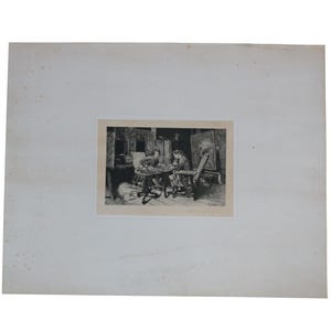 Antique Jean Louis Ernest Meissonier Classical Game of Chess Etching 24"