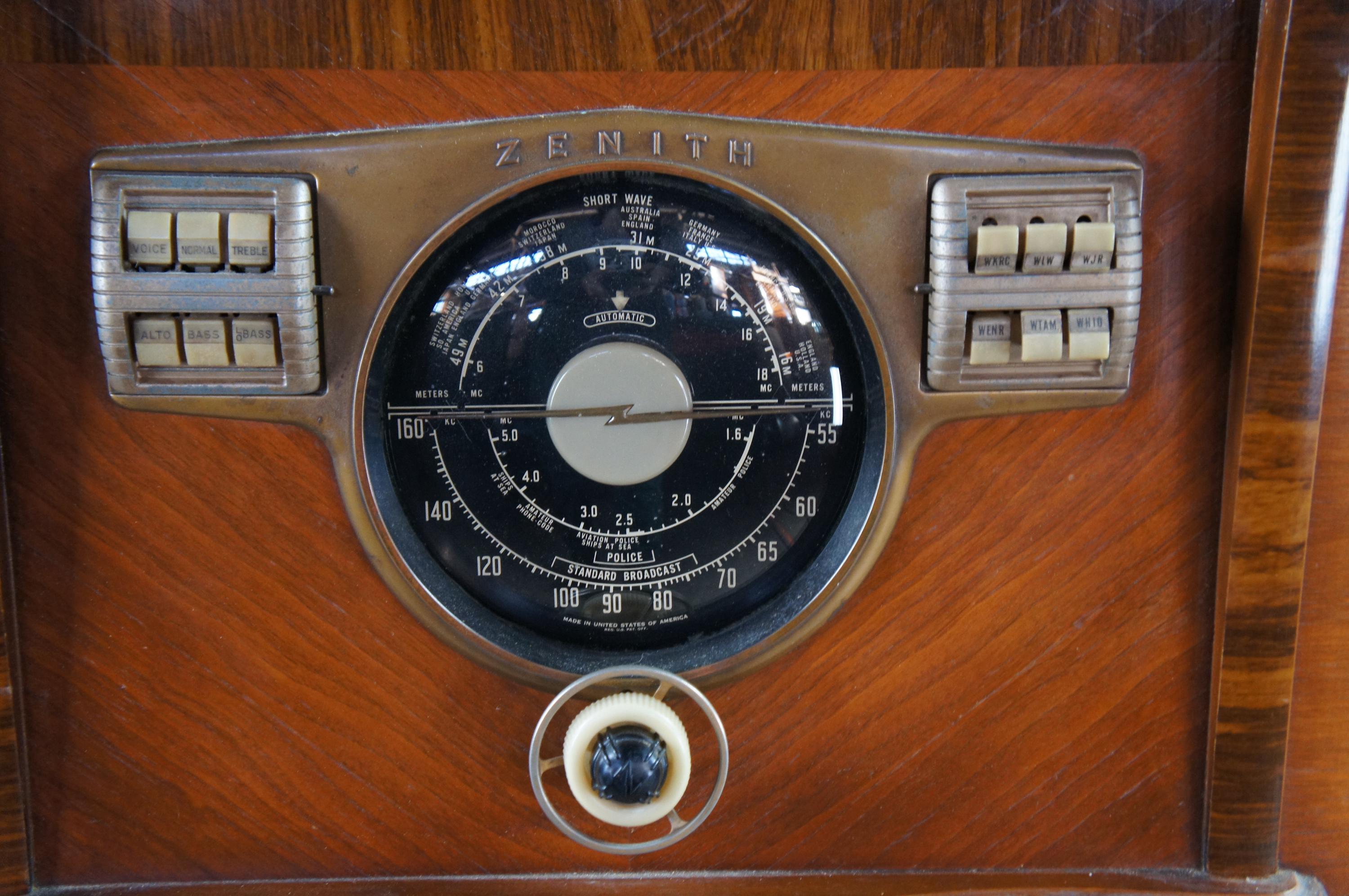 アンティークPT ５SD R １L D R ステンド キャビネット 1941 Zenith Art Deco Walnut 8S563 Vacuum Tube Floor Radio Console