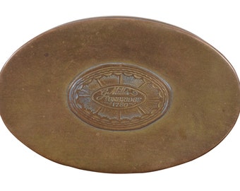 Antigüedad 1780 Mottahedeh G Mills Tunbridge Oval Latón Tabaco Tabaco Caja 4.5"