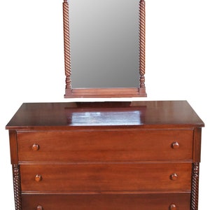 Antique Styled by Park American Federal Cherry Lowboy Chest & Mirror Dresser 45&quot;