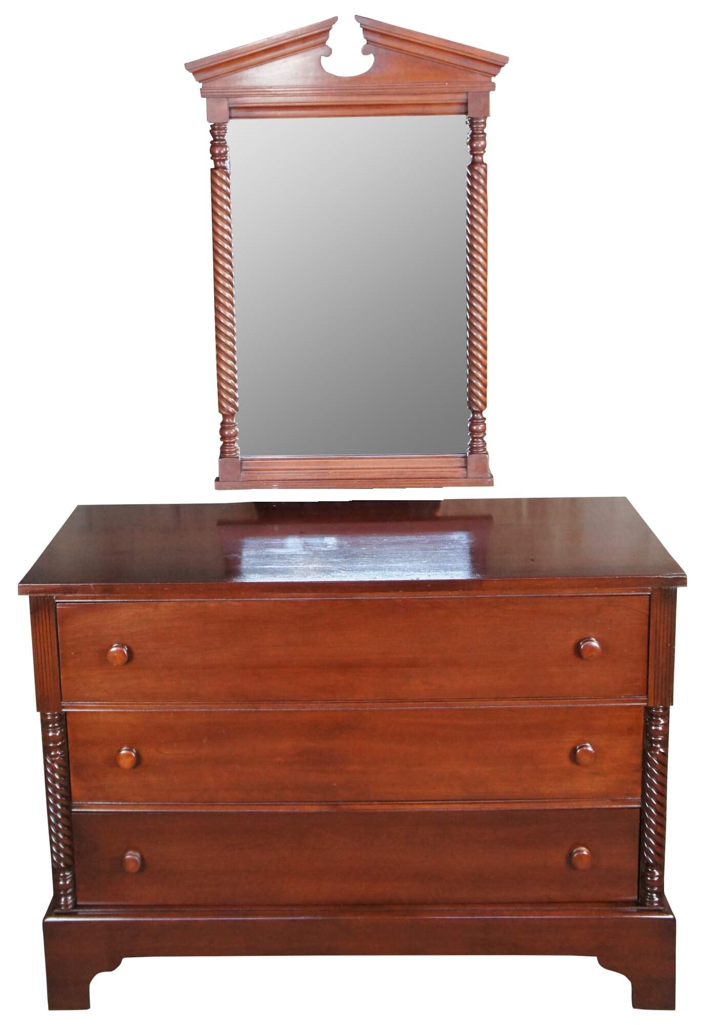 Antique lowboy dresser with mirror deals