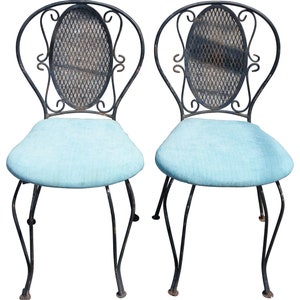 Antique Cast Iron Ice Cream Parlor Lattice Back Chairs Boho Chic Mid Century