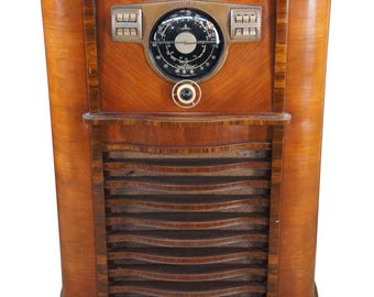 1941 Zenith Art Deco Walnut 8S563 Vacuum Tube Floor Radio Console