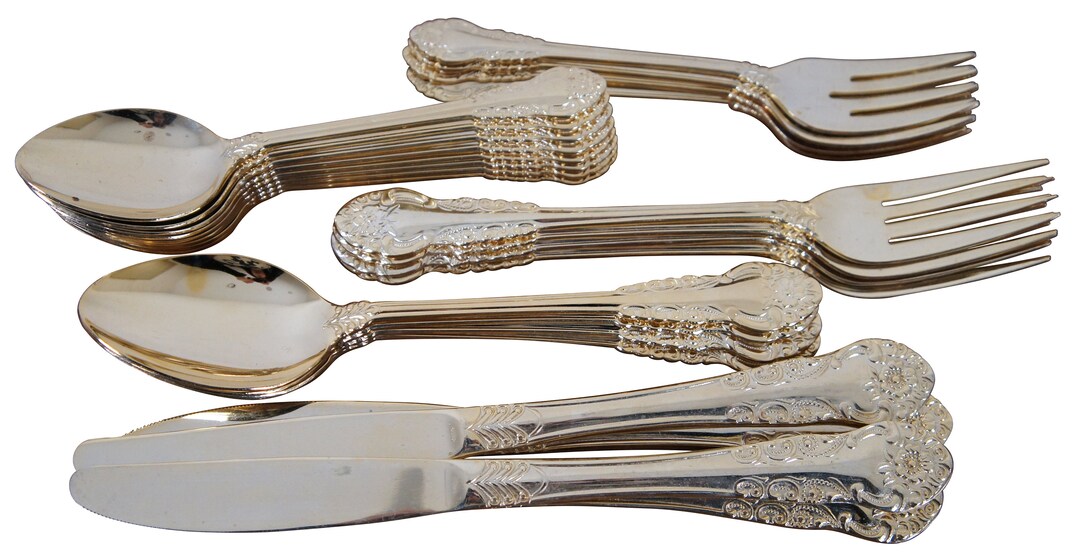 24 Pc Vintage VIP Gold Electroplated Flatware Spoon Fork Knife Service for 4 Etsy