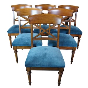 6 Neoclassical Regency Directoire Style Cherry Finished Dining Chairs