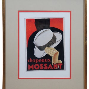 Chapeaux Mossant by Olsky French Art Deco Reproduction Print Hat 20&quot;
