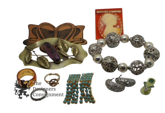 Mixed Jewelry Lot Vintage Costume Earrings Pins Ho