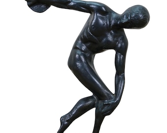 Vintage Bronze Discobole Myron Grek lanceur de disque Figurine Sculpture Statue 7"