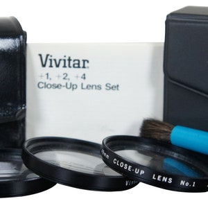 Vivitar 49mm +1 +2 +4 Close Up Lens Set Blower Brush