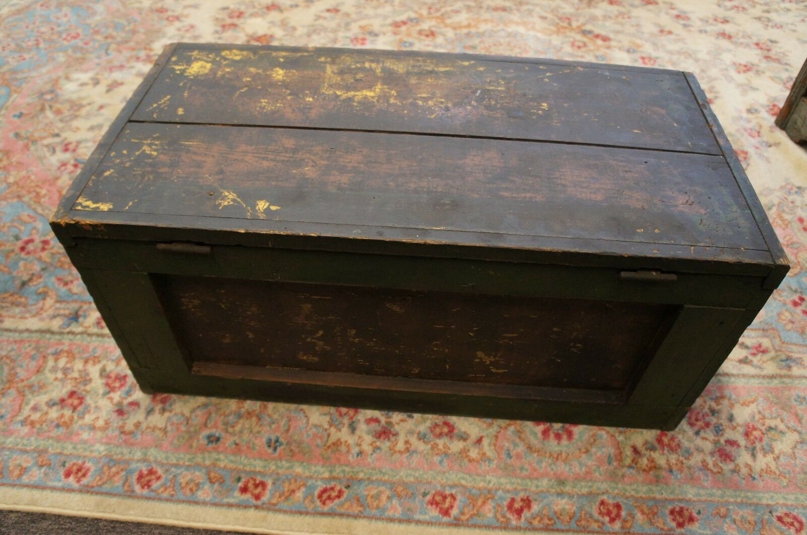 Vintage Pine Tool Box Green Storage Chest Container Rustic Etsy