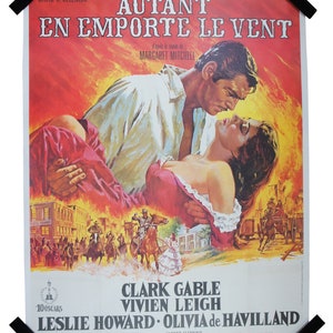 Original 1970s French Gone w the Wind One Sheet Movie Poster Gable Fleming 64