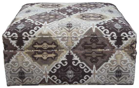 Drexel Heritage Square Geometric Upholstered D94 Rolling Ottoman