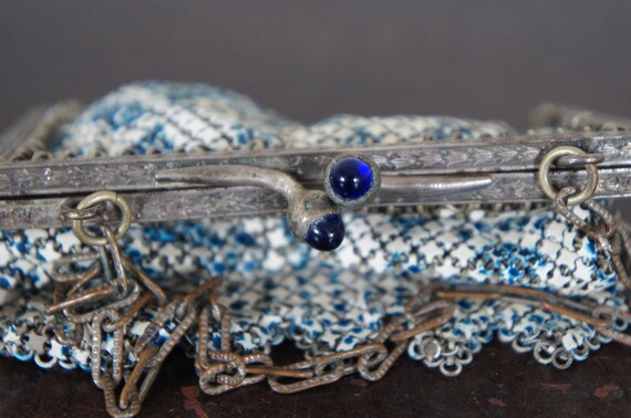 Antique Mandalian Art Deco Enamel Mesh Purse Hand… - image 5
