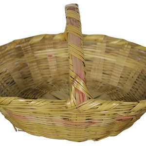 Vintage Oval Split Wood Woven Wicker Easter Egg Gathering Harvest Basket 14&quot;