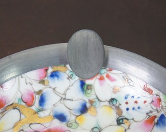 超希少作★アロンサイス★足付組超大皿（４５ｃｍ）★共布・栞 2 Vintage ISCO Japanese Porcelain Ware Pewter Ashtray Dishes