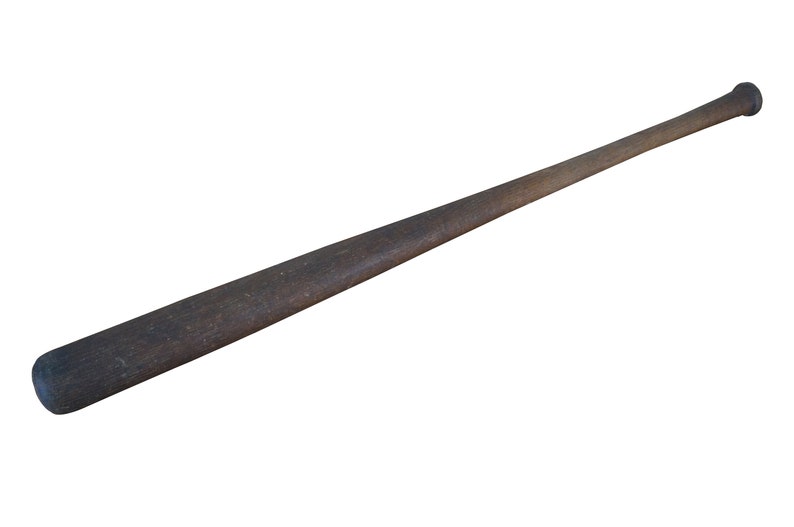 May include: A wooden baseball bat with a dark brown finish.