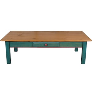 Vintage Painted Pine Distressed Farmhouse Rustic Country Coffee Cocktail Table