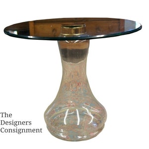 Sarreid Ltd Contemporary Round Blown Glass & Brass Side Table
