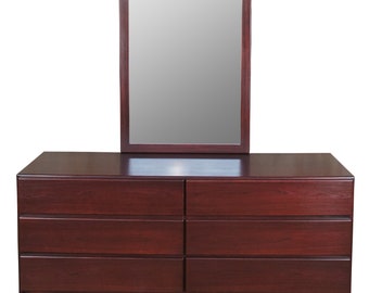 Vintage Mobican Rosewood Danish Mid Century Modern Style Double Dresser + Mirror