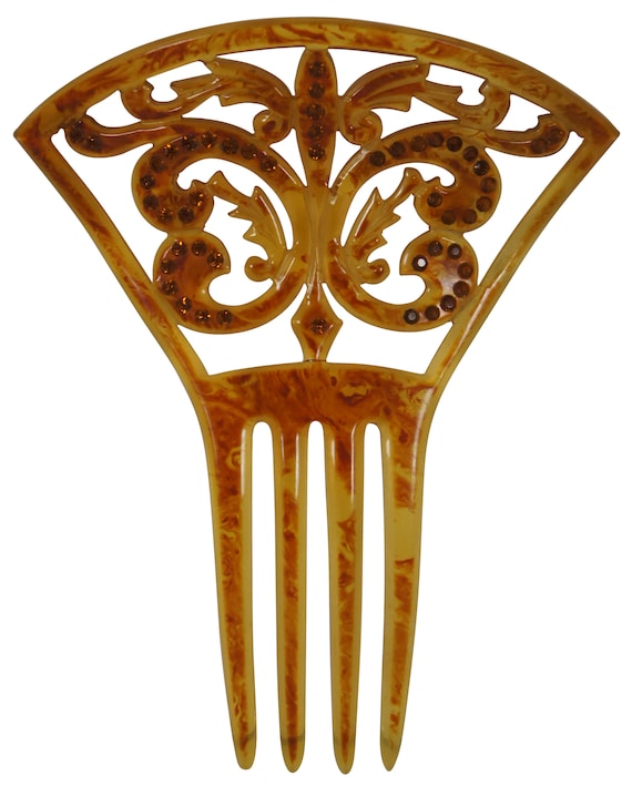 Antique Art Deco Celluloid Faux Amber Tortoise Shell  display picture 1