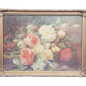 Mid Century Jean Baptiste Robie Fragrance in Bloom Lithograph Print 32&quot;