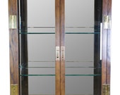 1964 Mid Century Henredon Scene One Oak Campaign Curio Display Cabinet Vitrine