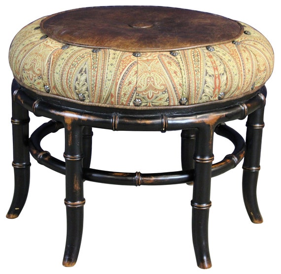 Faux cheap bamboo ottoman