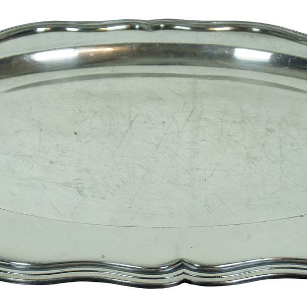 Vintage EG Webster & Son Scalloped Oval Silver Plate Serving Tray Platter 20"