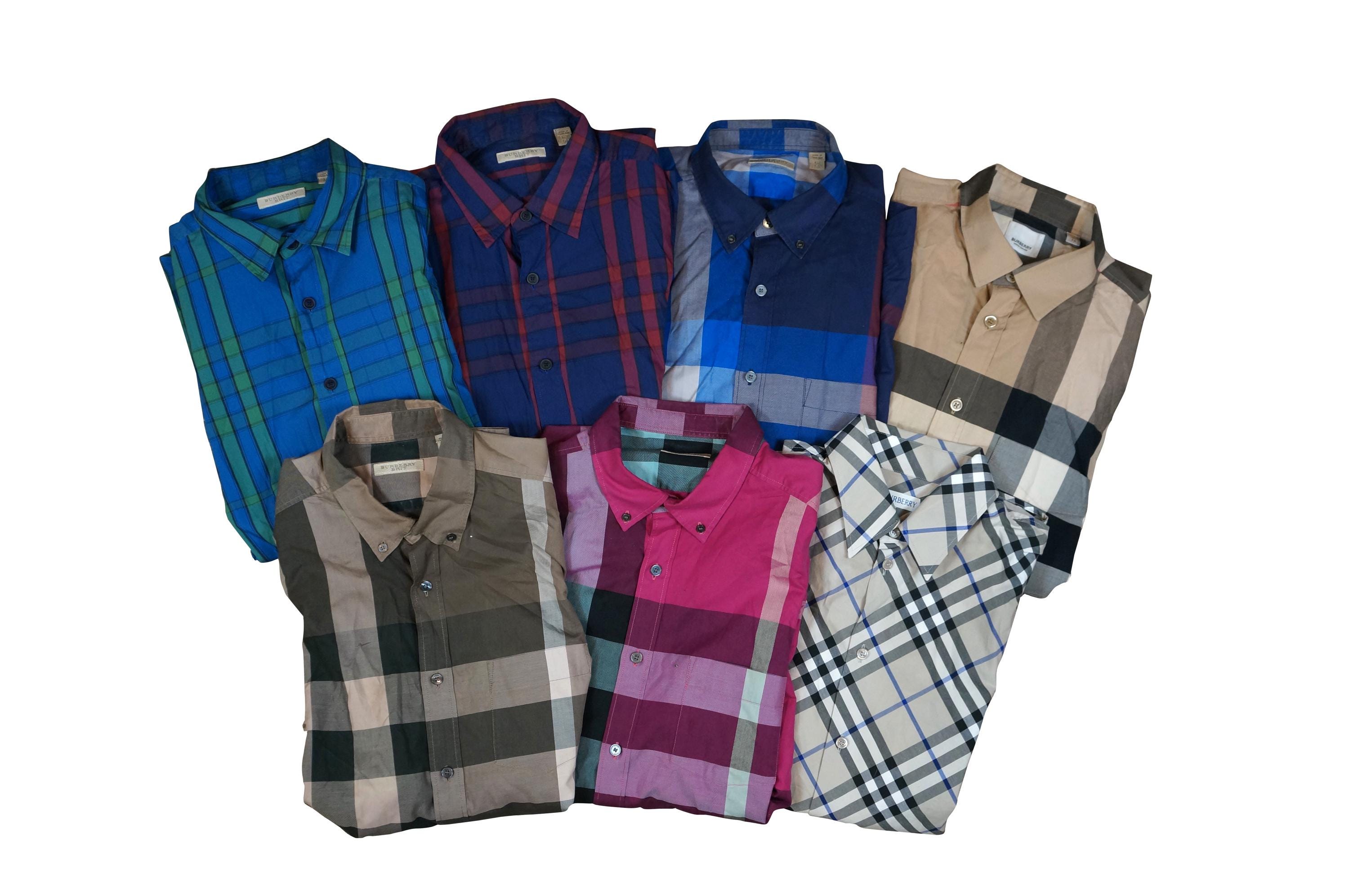 BURBERRY BRIT シャツ Auth Burberry Brit Mens Size XXL Blue Nova Check Button Down Plaid
