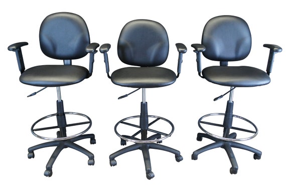 3 Vintage Norstar Counter Bar Stools Swivel Office High Drafting Desk Arm Chairs Etsy