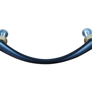 May include: Black curved cabinet pull with gold accents and screws.