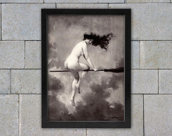 Naked Witch on Broom - Etsy Canada