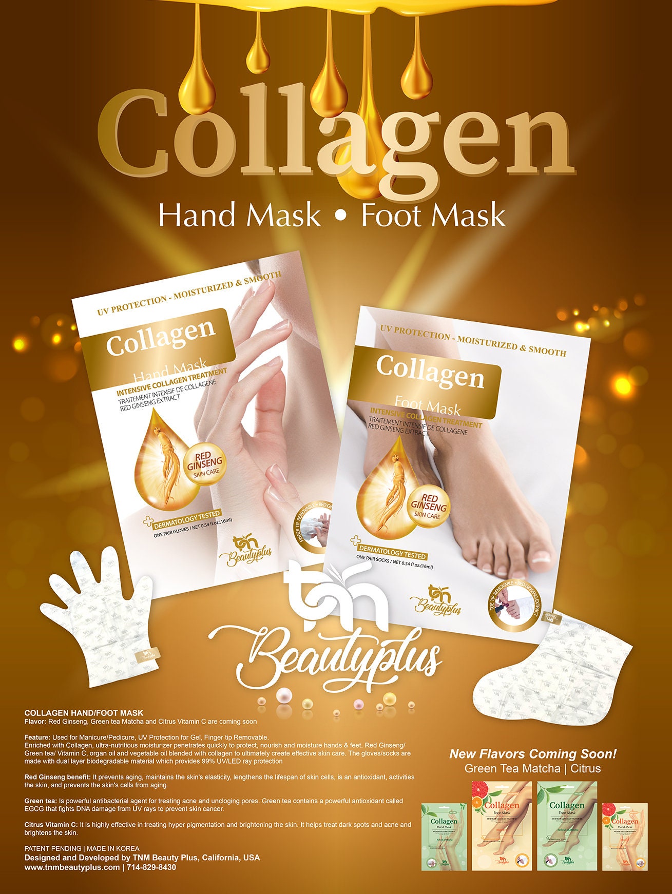 Collagen Hand Mask Foot Mask Gloves Moisturize and UV Protection for